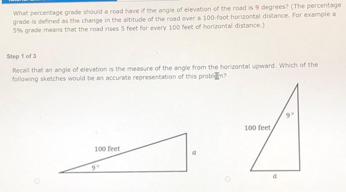 Solved What percentage grade should a road have if the angle | Chegg.com