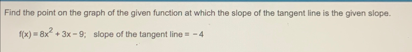 Solved Find the point on the graph of the given function at | Chegg.com