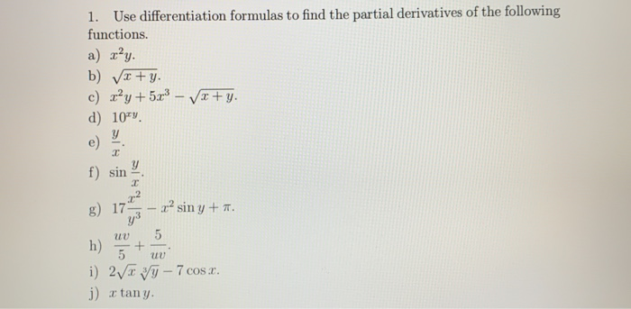 differentiation formulas uv