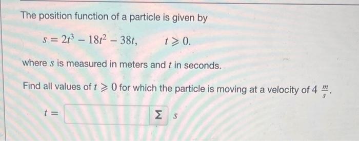 Solved The position function of a particle is given by | Chegg.com