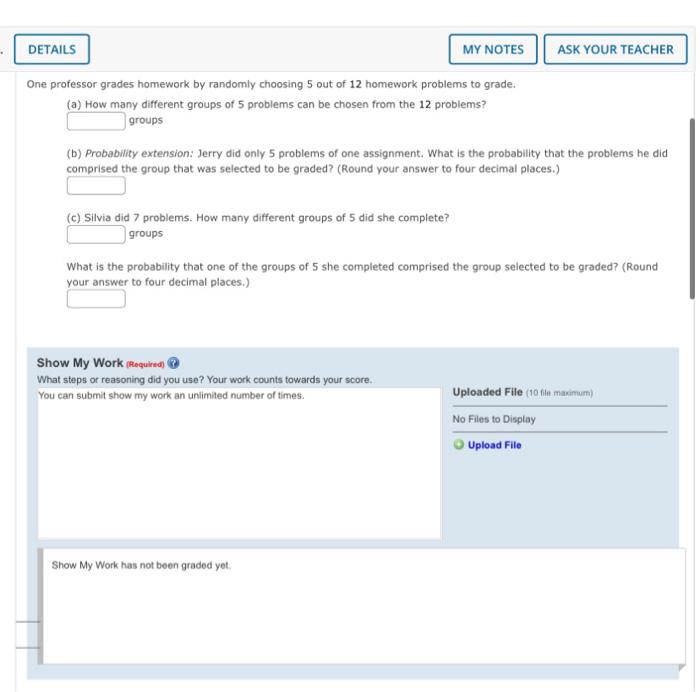 Solved he professor grades homework by randomly choosing 5 | Chegg.com