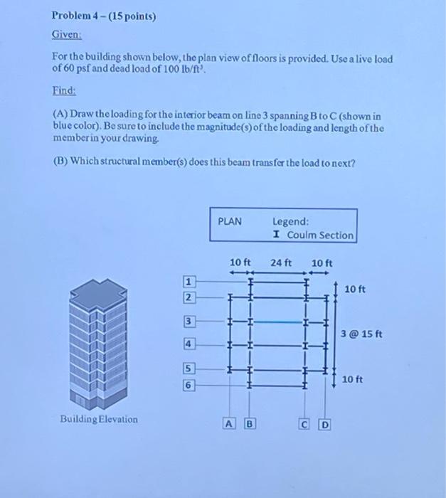 Solved Problem 4-(15 points) Given For the building shown | Chegg.com
