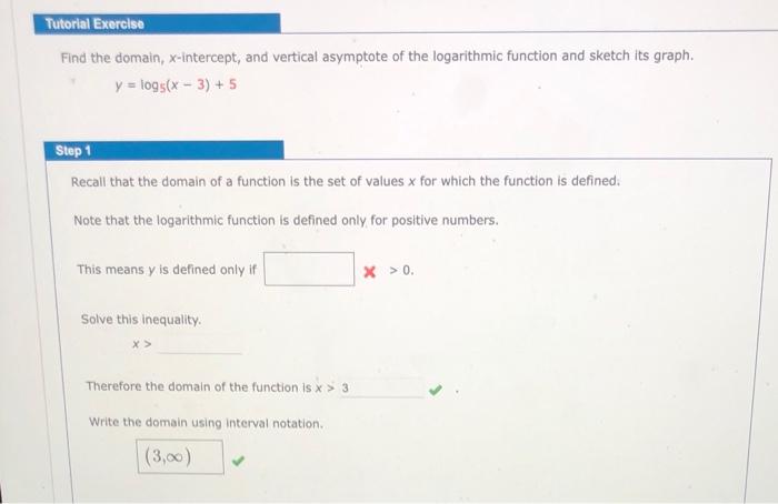 Solved Tutorial Exercise Find The Domain X Intercept And