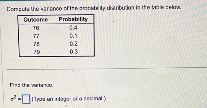 Solved Compute the variance of the probability distribution | Chegg.com