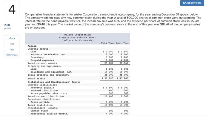 Solved Comparative financial statements for Weller | Chegg.com