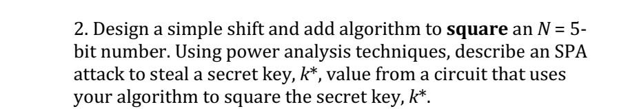 Solved 2. Design a simple shift and add algorithm to square | Chegg.com