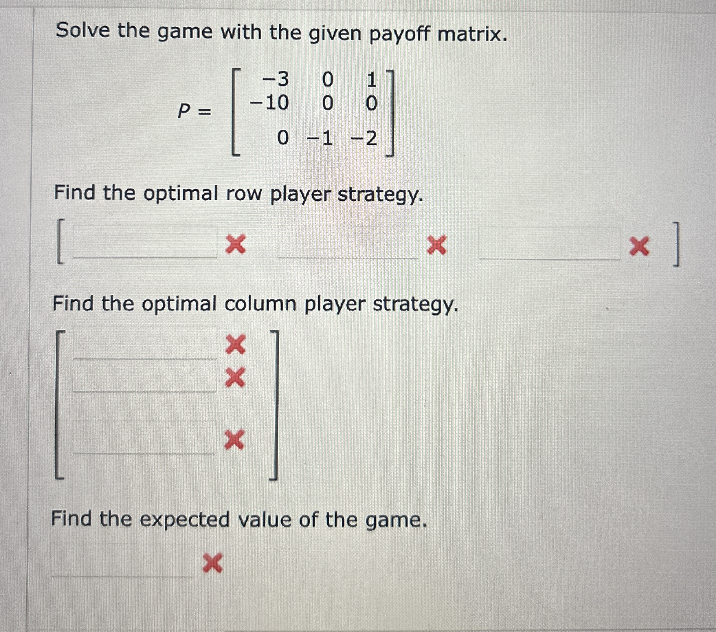 Solved Solve the game with the given payoff | Chegg.com