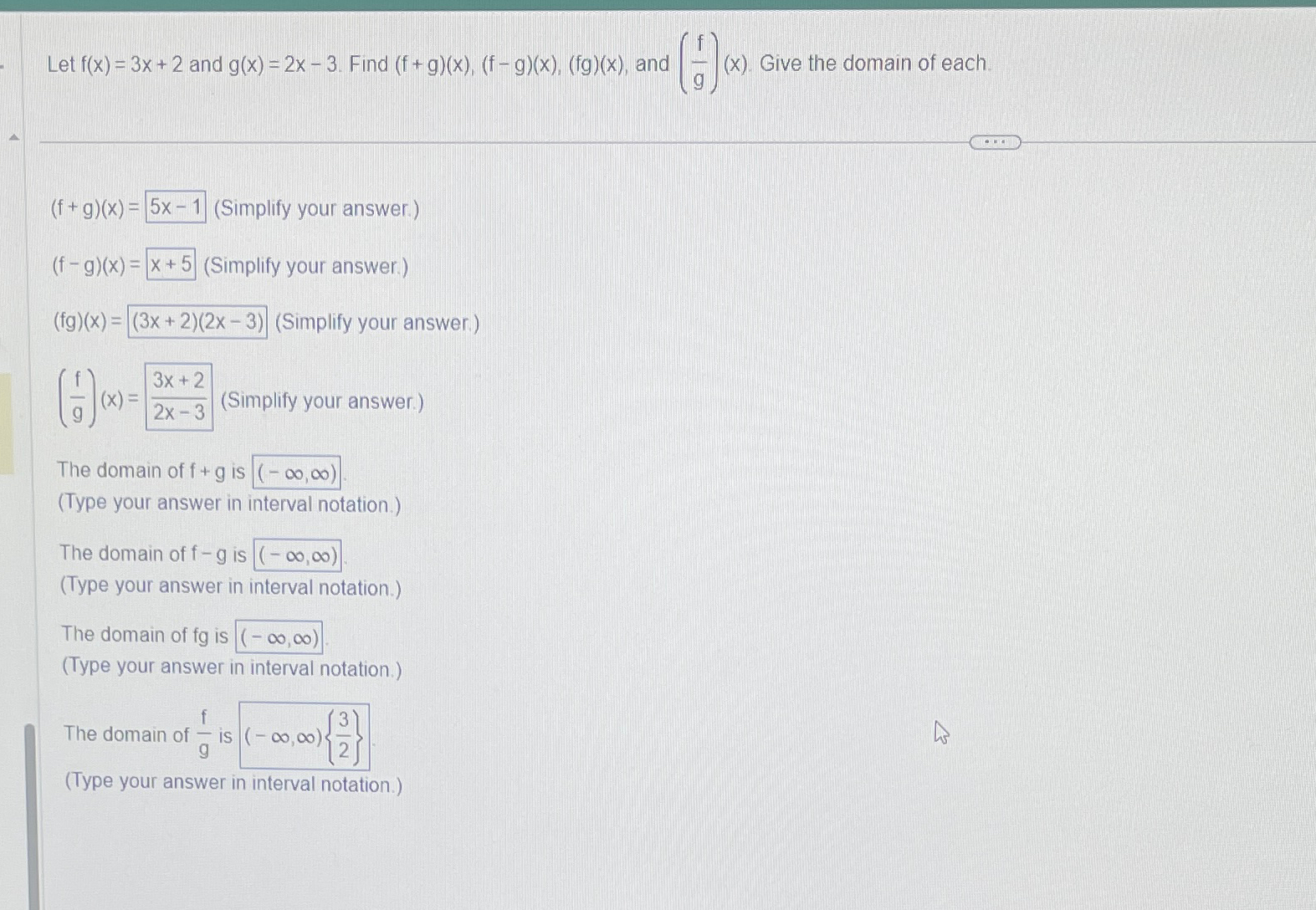 Solved Let F X 3x 2 ﻿and G X 2x 3 ﻿find