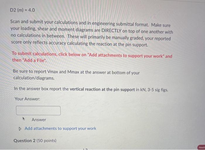 Question 1 (50 Points) L1(kN/m)=9.0 L2(kN/m)=12.5 D1( | Chegg.com