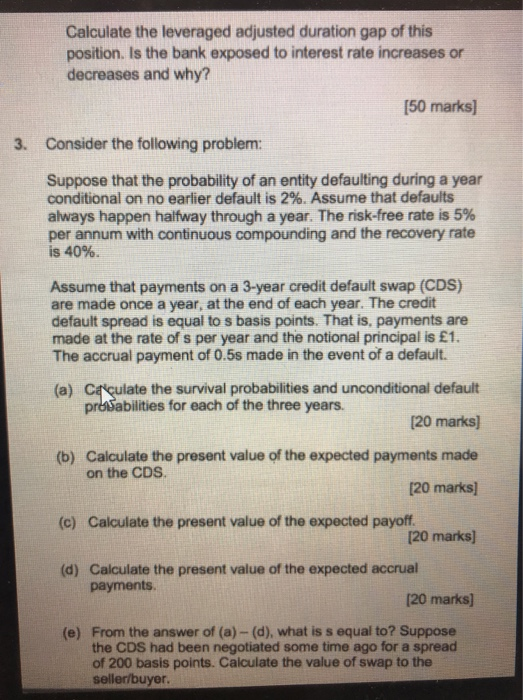 Solved Calculate the leveraged adjusted duration gap of this