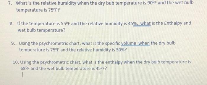 Solved 7. What is the relative humidity when the dry bub | Chegg.com