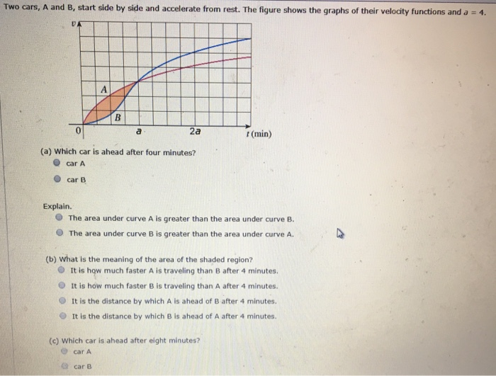 Solved Two Cars, A And B, Start Side By Side And Accelerate | Chegg.com