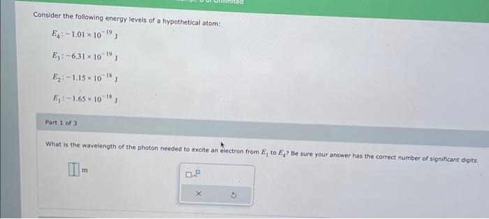Solved Consider the following energy levels of a | Chegg.com