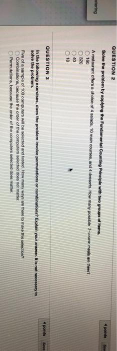 Solved 4 points QUESTION 2 Solve the problem by applying the | Chegg.com