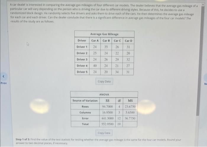 Solved A Car Dealer Is Interested In Comparing The Average | Chegg.com