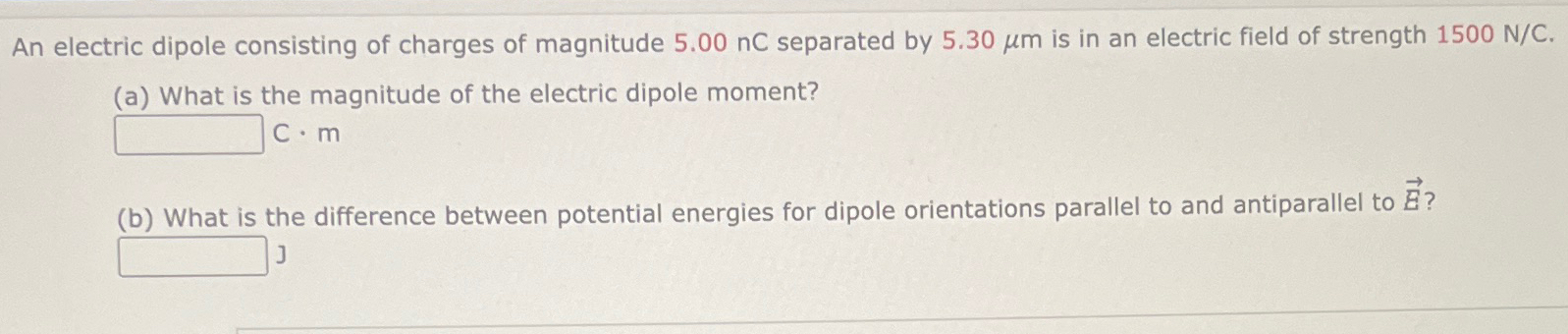 Solved An electric dipole consisting of charges of magnitude | Chegg.com