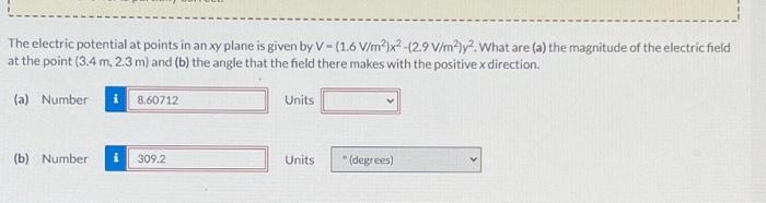 Solved The electric potential at points in an xy plane is | Chegg.com