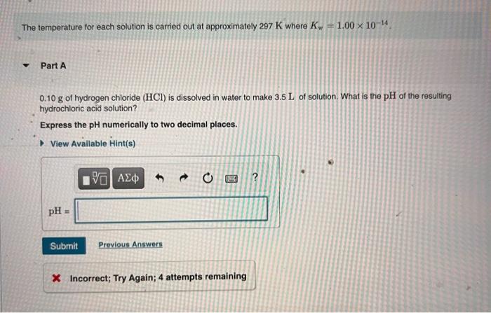 Solved The Temperature For Each Solution Is Carried Out At | Chegg.com