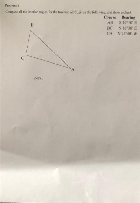 Solved Problem 5 Compute all the interior angles for the | Chegg.com