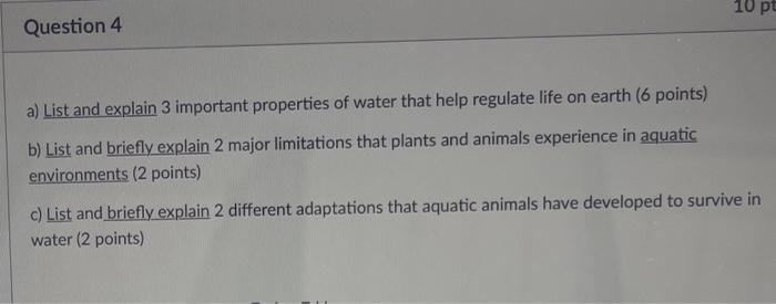 Solved 10 pe Question 4 a) List and explain 3 important | Chegg.com