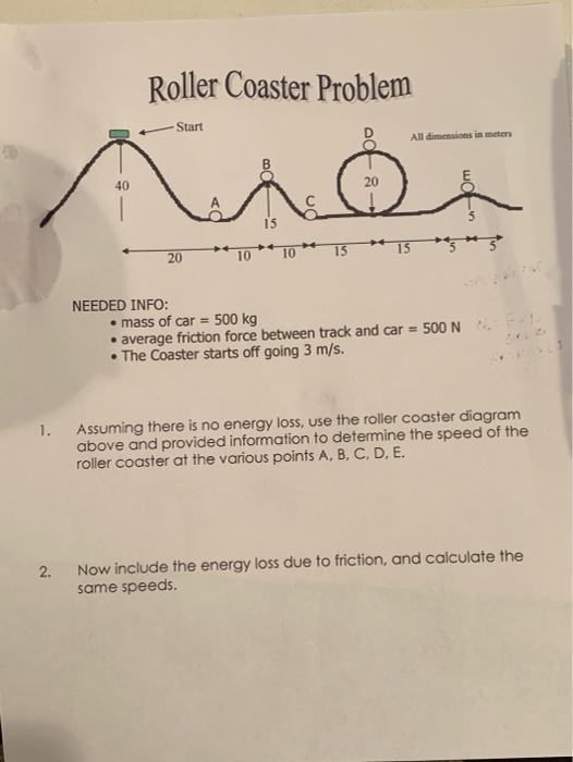 Solved Roller Coaster Problem Start All dimensions in meters