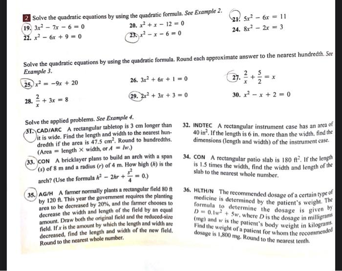 2 solve the quadratic equations by using the | Chegg.com