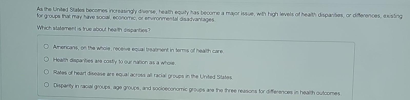 Solved As the United States becomes increasingly diverse, | Chegg.com