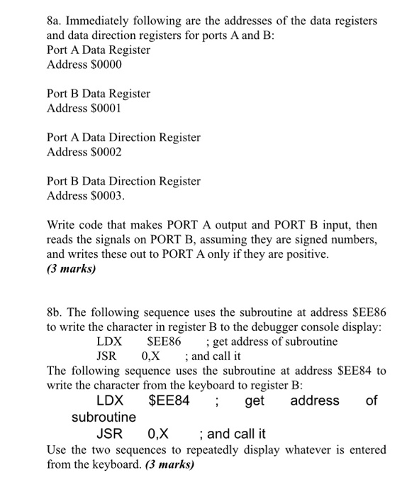 8a. Immediately following are the addresses of the | Chegg.com