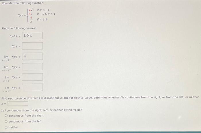 Solved Consider the following function. Find the following | Chegg.com