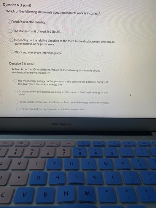 Solved Question 6 (1 point) Which of the following | Chegg.com