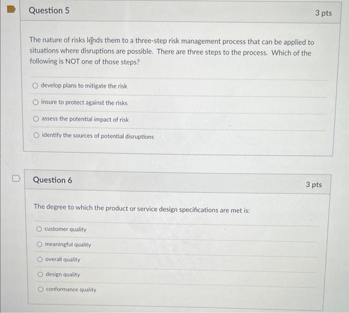 Solved The nature of risks lêñnds them to a three-step risk | Chegg.com