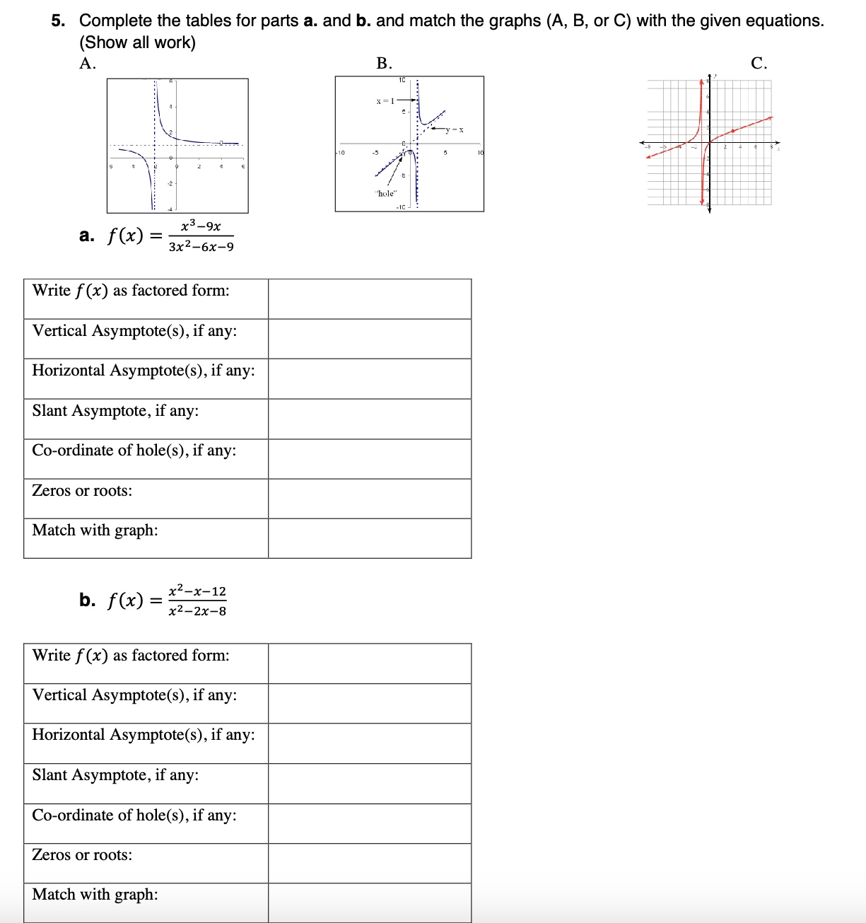 Solved Complete the tables for parts a. ﻿and b. ﻿and match | Chegg.com