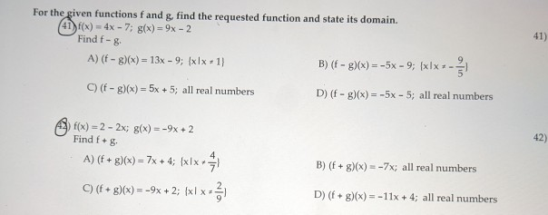 Solved For The Given Functions Fand G Find The Requested