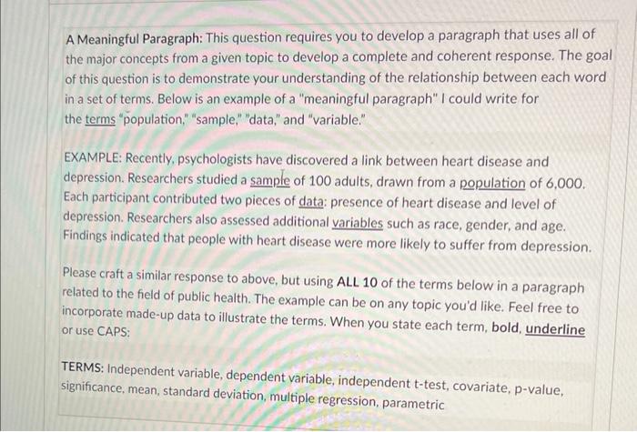 Solved A Meaningful Paragraph: This question requires you to | Chegg.com