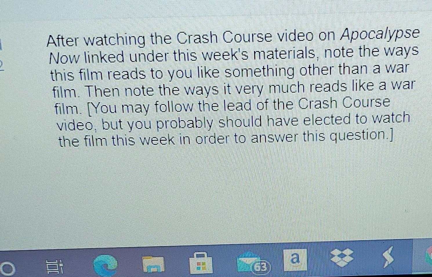 After watching the Crash Course video on Apocalypse