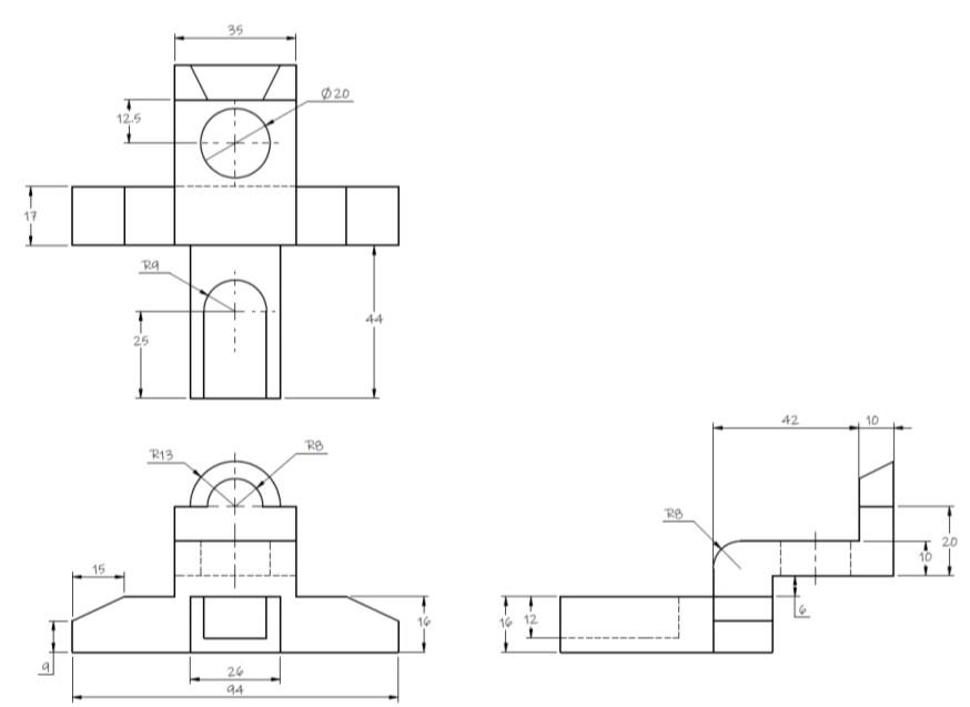 Solved Figure 1 shows an orthographic view of machined part | Chegg.com