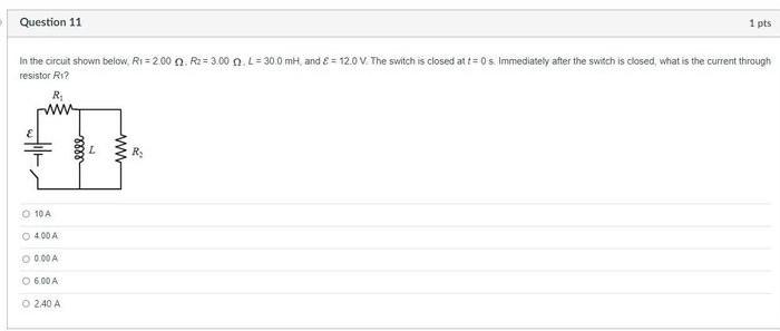 Solved Question 11 1 pts In the circuit shown below. R = | Chegg.com