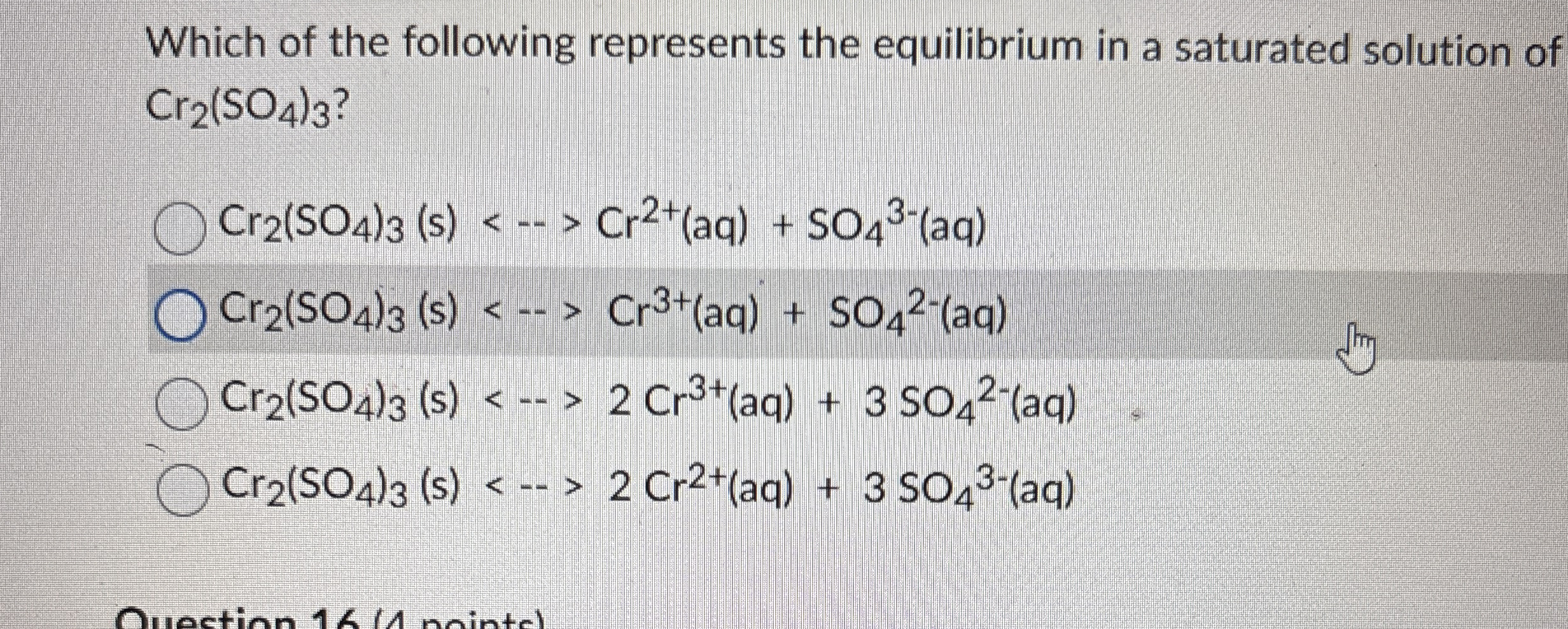 Solved Which of the following represents the equilibrium in | Chegg.com