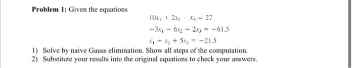 Solved Problem 1: Given the equations | Chegg.com