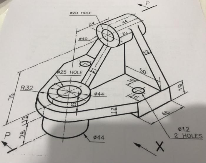 Solved Apply the first angle projection to draw the three | Chegg.com