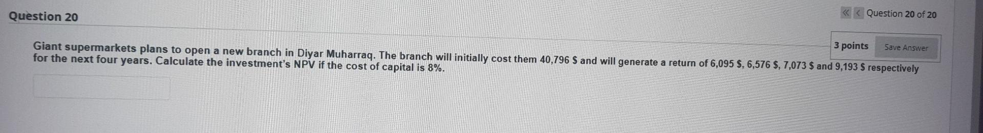Solved Question 20 Question 20 of 20 3 points Save Answer | Chegg.com