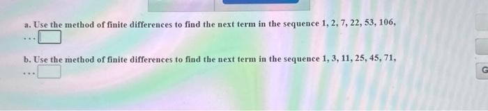 Solved a. Use the method of finite differences to find the | Chegg.com