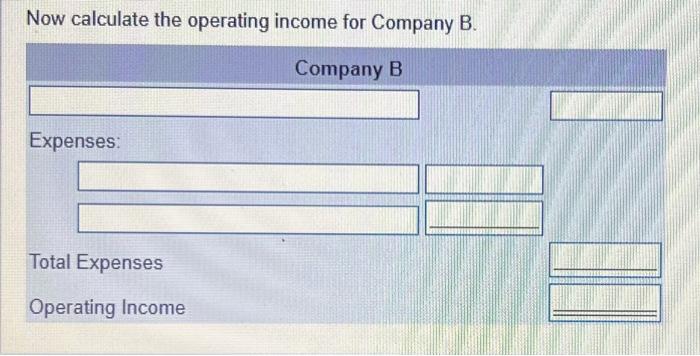 Solved Begin by calculating the operating income for Company | Chegg.com
