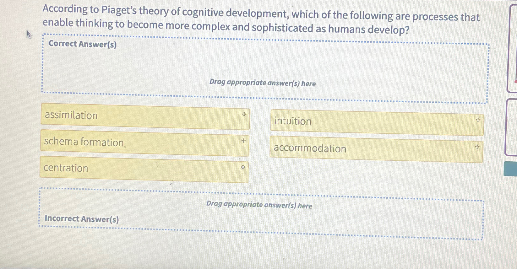 Piaget's three basic cheap processes of thinking are