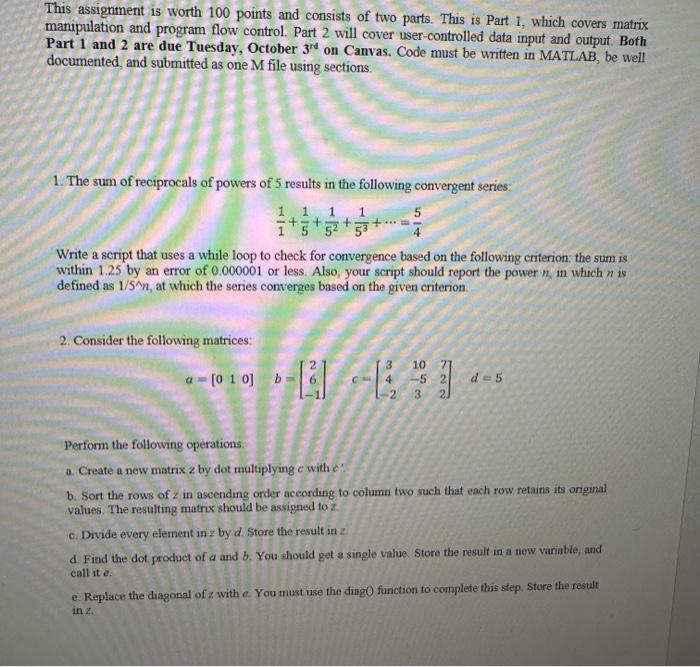 Solved This assignment is worth 100 points and consists of | Chegg.com