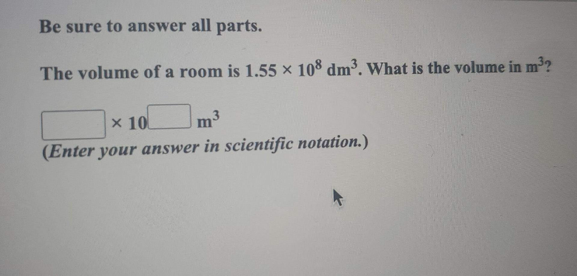 Solved Be Sure To Answer All Parts The Volume Of A Room Is Chegg Com   Image 