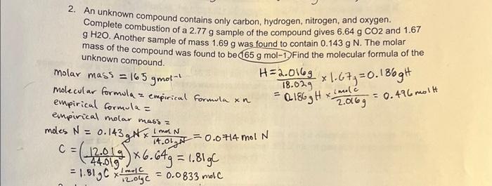 Solved 2 An Unknown Compound Contains Only Carbon 2654