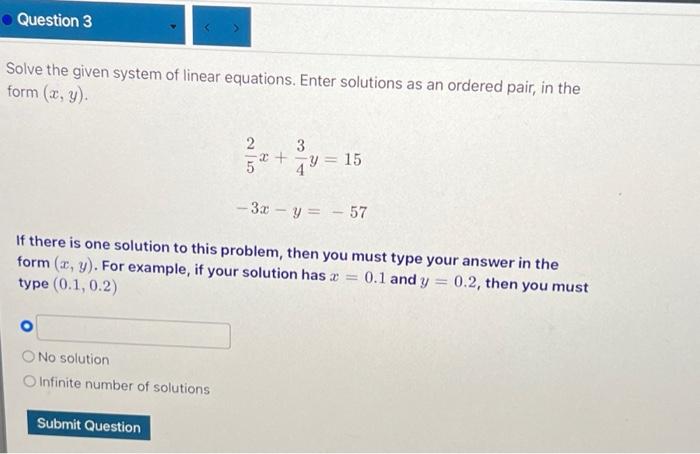 Solved Solve the given system of linear equations. Enter | Chegg.com