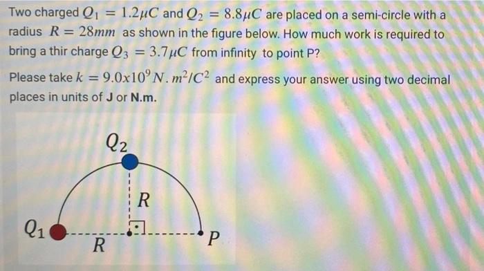 Solved - Two charged Q = 1.2C and Q2 = 8.8°C are placed on a | Chegg.com