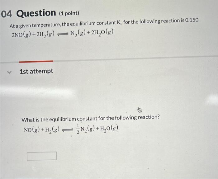 Solved At a given temperature, the equilibrium constant Kc | Chegg.com